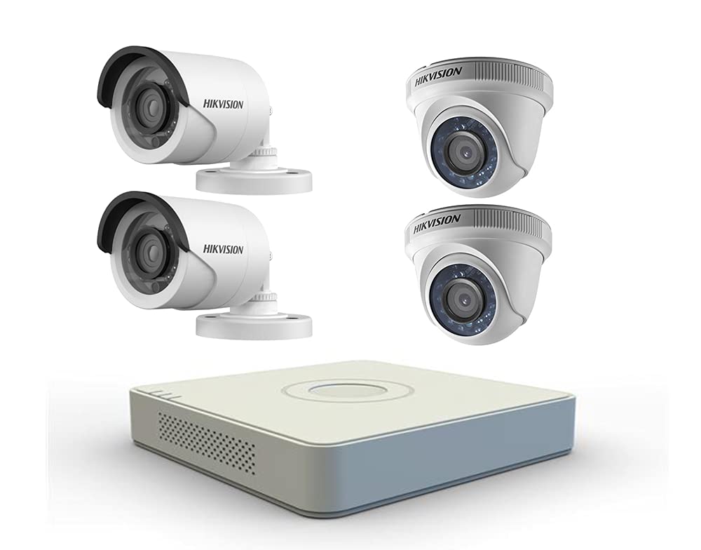 Hikvision 1 MP Security Cameras with 4 Channel Recorder - Set of 4